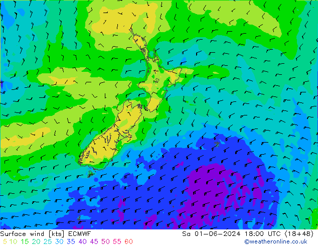 Vento 10 m ECMWF sab 01.06.2024 18 UTC