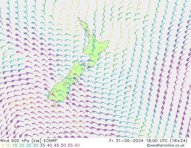 Vent 900 hPa ECMWF ven 31.05.2024 18 UTC