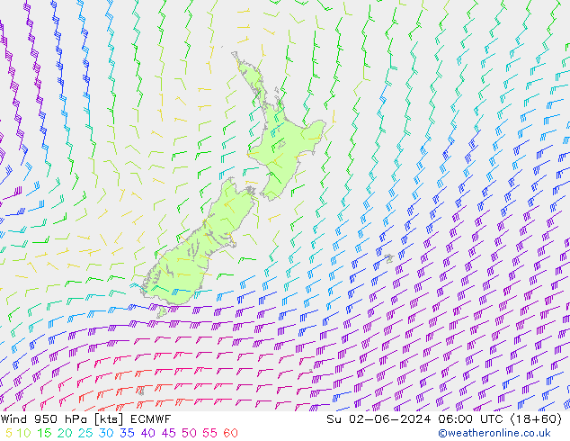 Wind 950 hPa ECMWF Su 02.06.2024 06 UTC