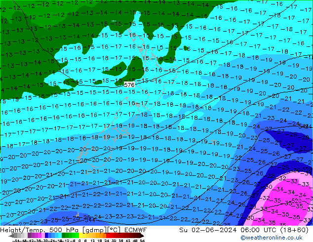 Z500/Rain (+SLP)/Z850 ECMWF So 02.06.2024 06 UTC