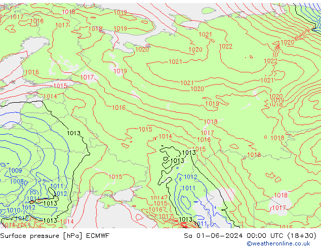 Surface pressure ECMWF Sa 01.06.2024 00 UTC