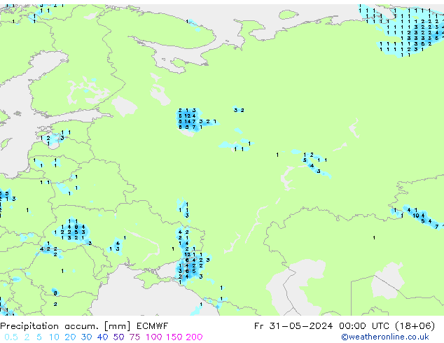 Precipitation accum. ECMWF  31.05.2024 00 UTC