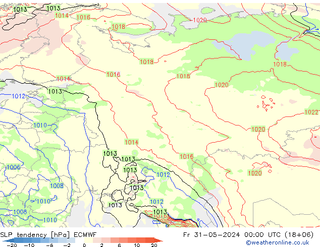 SLP tendency ECMWF Fr 31.05.2024 00 UTC