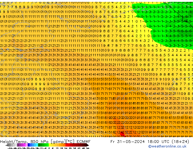 Z500/Rain (+SLP)/Z850 ECMWF Pá 31.05.2024 18 UTC