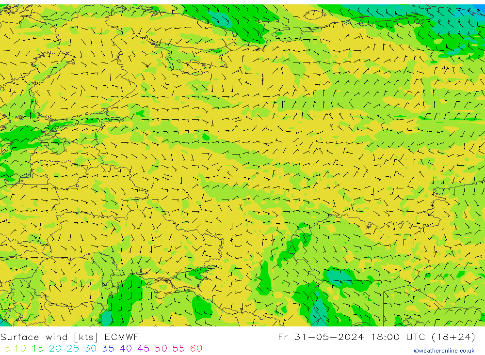 Wind 10 m ECMWF vr 31.05.2024 18 UTC