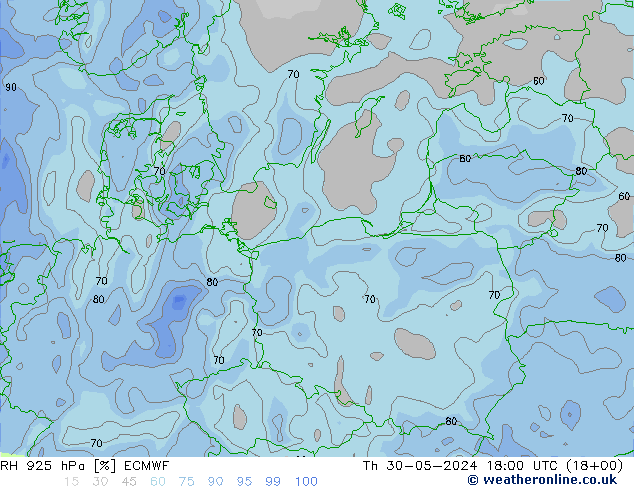 RH 925 hPa ECMWF  30.05.2024 18 UTC