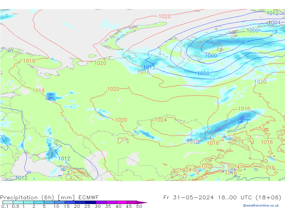 Z500/Rain (+SLP)/Z850 ECMWF ven 31.05.2024 00 UTC