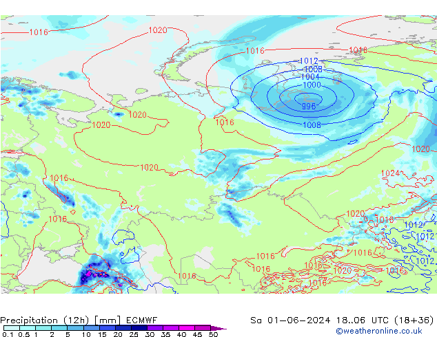 Précipitation (12h) ECMWF sam 01.06.2024 06 UTC