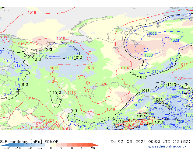 тенденция давления ECMWF Вс 02.06.2024 09 UTC