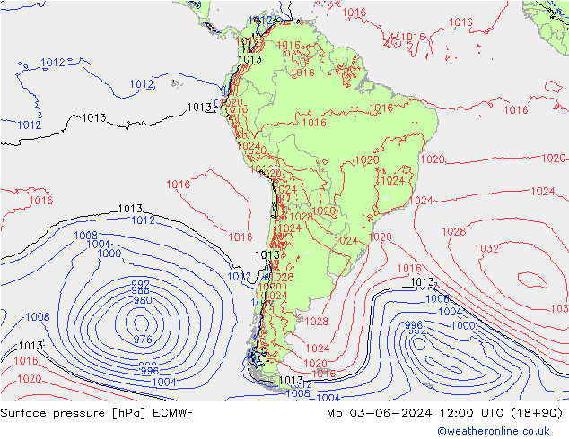 приземное давление ECMWF пн 03.06.2024 12 UTC