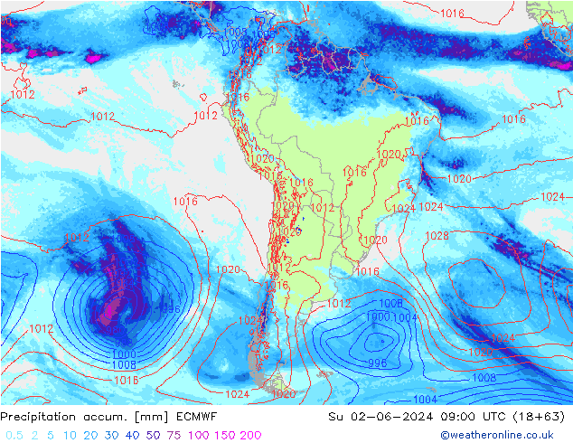 Precipitation accum. ECMWF dom 02.06.2024 09 UTC