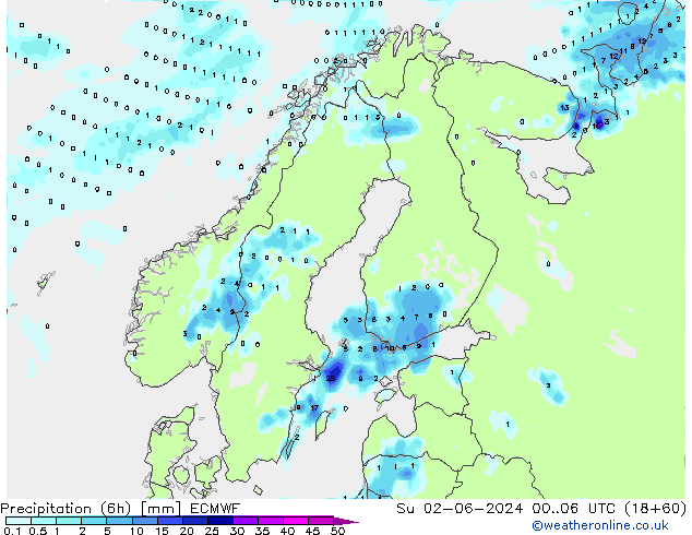 Z500/Rain (+SLP)/Z850 ECMWF So 02.06.2024 06 UTC