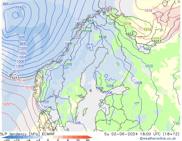 SLP tendency ECMWF Su 02.06.2024 18 UTC