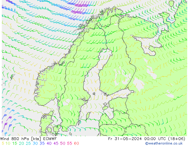 Wind 850 hPa ECMWF Fr 31.05.2024 00 UTC