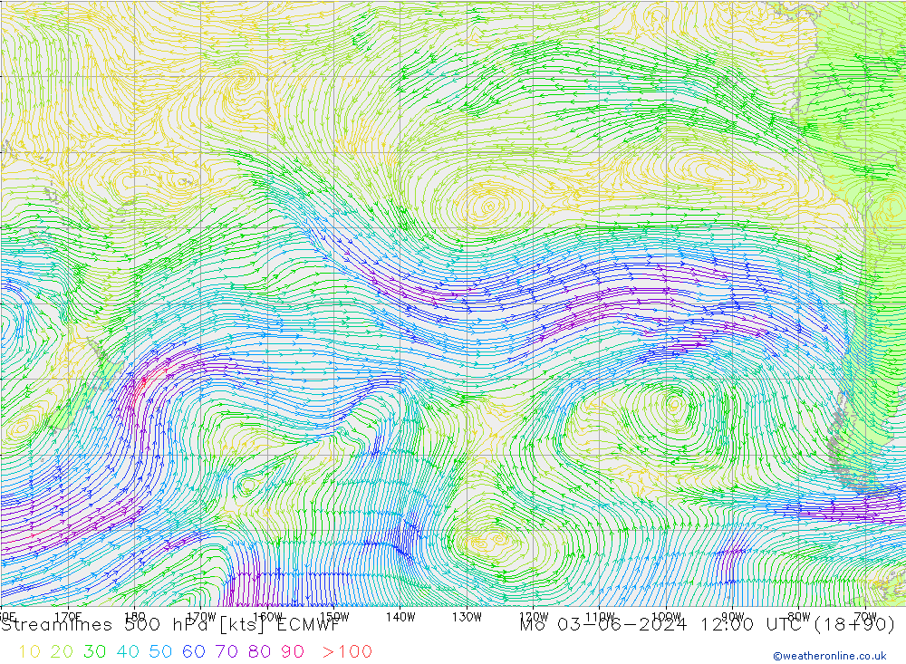 Streamlines 500 hPa ECMWF Po 03.06.2024 12 UTC