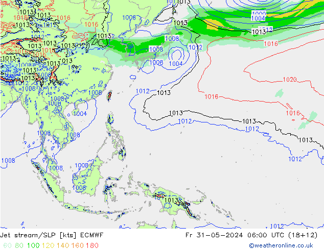 Jet stream/SLP ECMWF Fr 31.05.2024 06 UTC