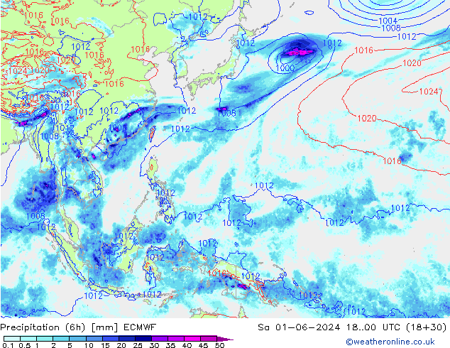 Z500/Rain (+SLP)/Z850 ECMWF Sáb 01.06.2024 00 UTC