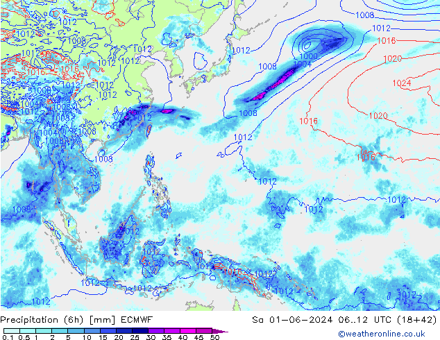 Z500/Regen(+SLP)/Z850 ECMWF za 01.06.2024 12 UTC