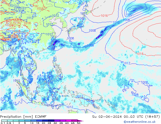 Precipitation ECMWF Su 02.06.2024 03 UTC