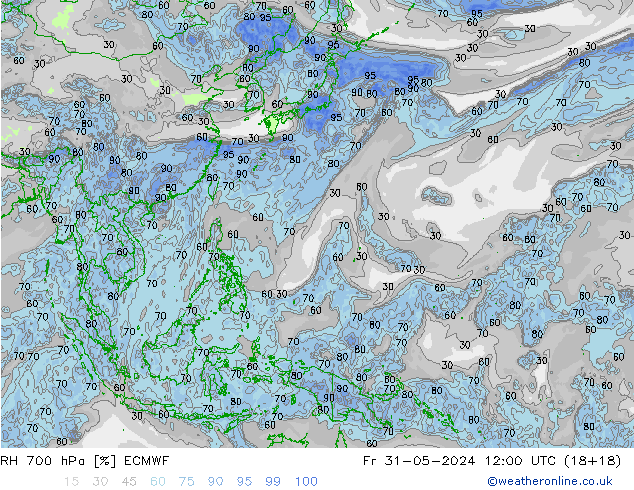 RH 700 hPa ECMWF Fr 31.05.2024 12 UTC