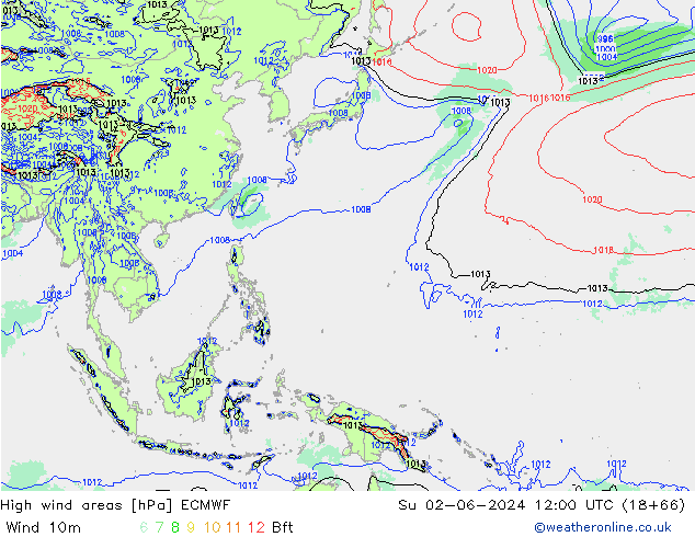 High wind areas ECMWF dom 02.06.2024 12 UTC