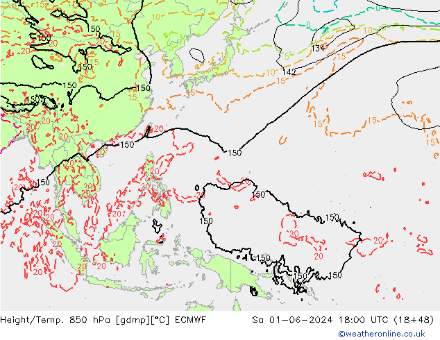 Z500/Rain (+SLP)/Z850 ECMWF Sa 01.06.2024 18 UTC