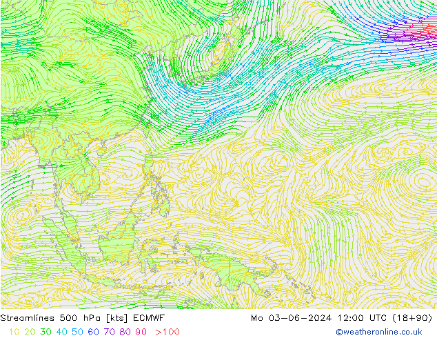 ветер 500 гПа ECMWF пн 03.06.2024 12 UTC