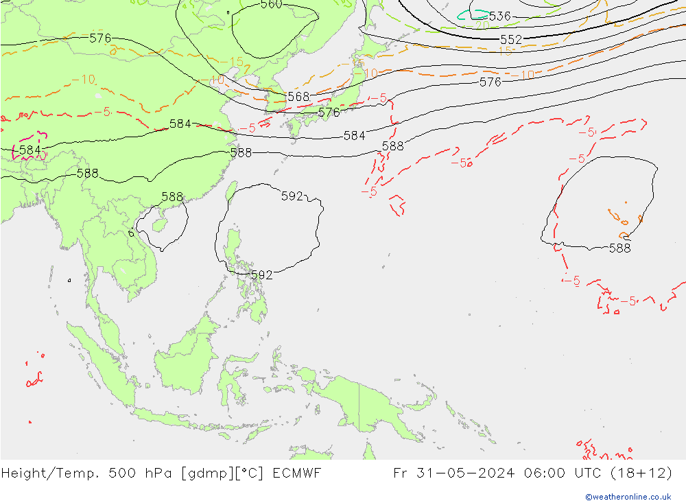 Z500/Rain (+SLP)/Z850 ECMWF ven 31.05.2024 06 UTC