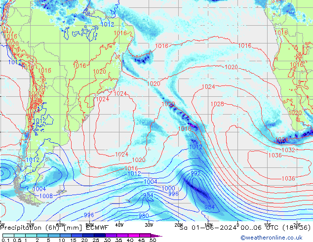 Z500/Rain (+SLP)/Z850 ECMWF сб 01.06.2024 06 UTC