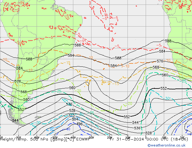 Z500/Rain (+SLP)/Z850 ECMWF Fr 31.05.2024 00 UTC