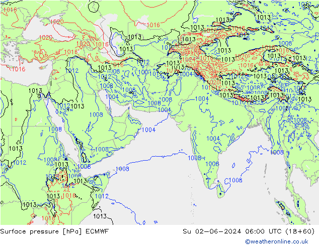 Bodendruck ECMWF So 02.06.2024 06 UTC