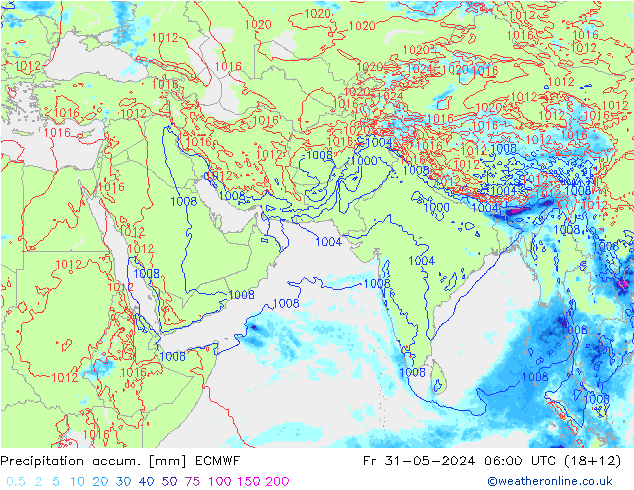 Precipitation accum. ECMWF 星期五 31.05.2024 06 UTC