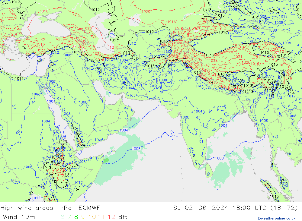 High wind areas ECMWF Ne 02.06.2024 18 UTC