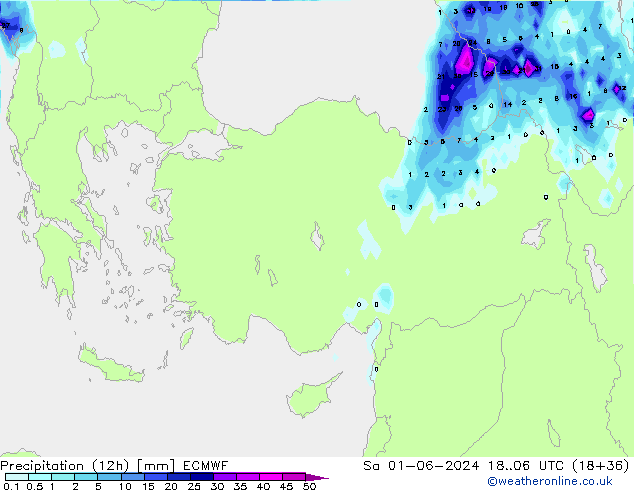 Precipitazione (12h) ECMWF sab 01.06.2024 06 UTC