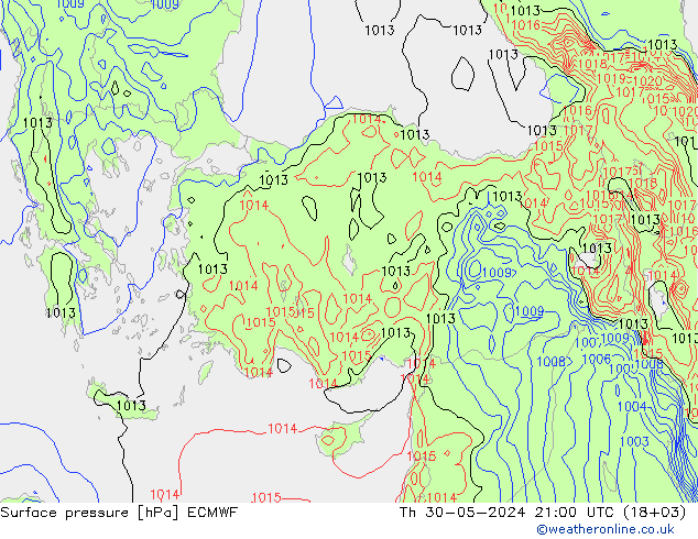 Yer basıncı ECMWF Per 30.05.2024 21 UTC