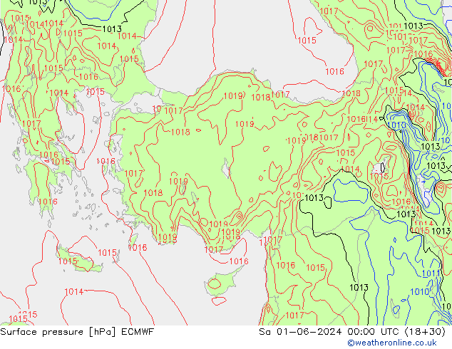 pressão do solo ECMWF Sáb 01.06.2024 00 UTC