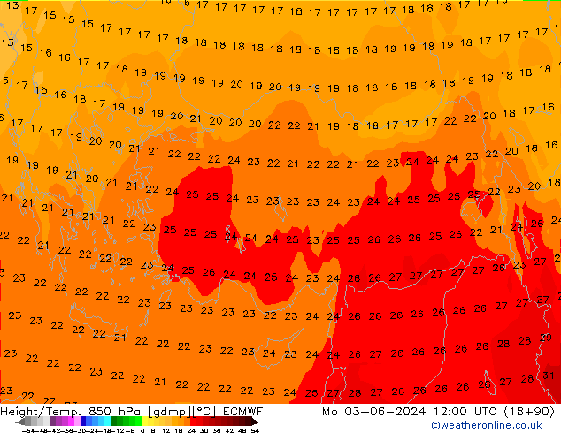 Z500/Rain (+SLP)/Z850 ECMWF lun 03.06.2024 12 UTC