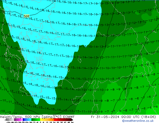 Z500/Rain (+SLP)/Z850 ECMWF Fr 31.05.2024 00 UTC