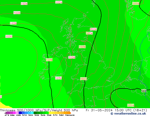 500-1000 hPa Kalınlığı ECMWF Cu 31.05.2024 15 UTC