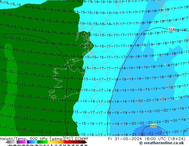 Z500/Rain (+SLP)/Z850 ECMWF vie 31.05.2024 18 UTC