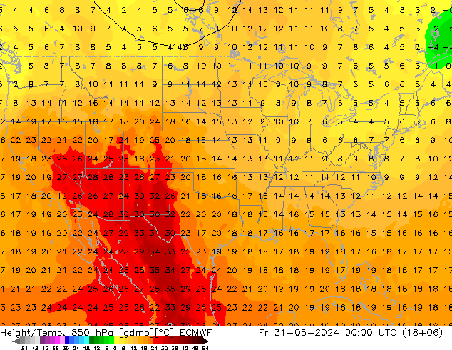 Z500/Rain (+SLP)/Z850 ECMWF Pá 31.05.2024 00 UTC