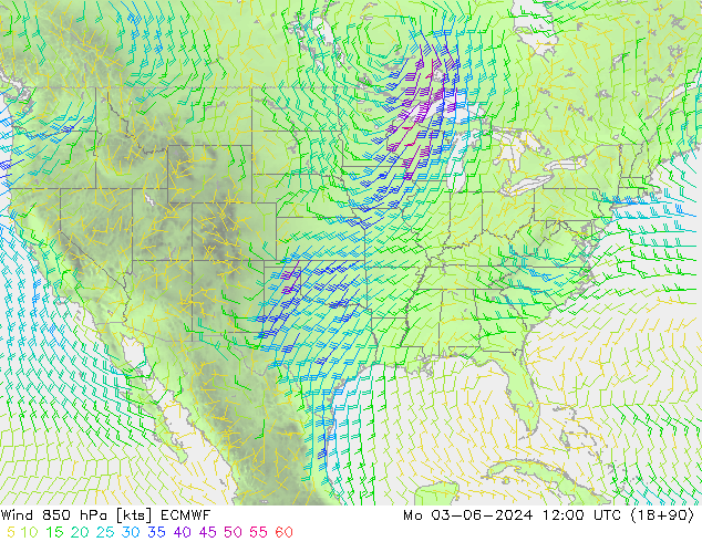 Vento 850 hPa ECMWF Seg 03.06.2024 12 UTC