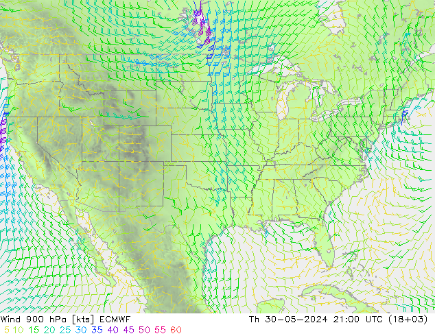 Wind 900 hPa ECMWF do 30.05.2024 21 UTC