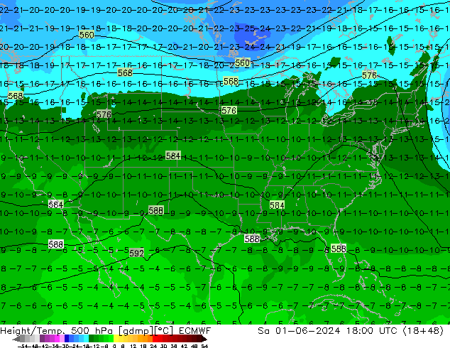 Z500/Rain (+SLP)/Z850 ECMWF Sáb 01.06.2024 18 UTC