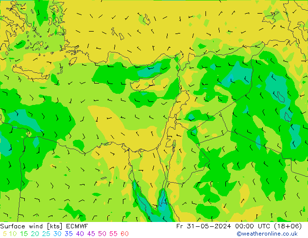 ветер 10 m ECMWF пт 31.05.2024 00 UTC