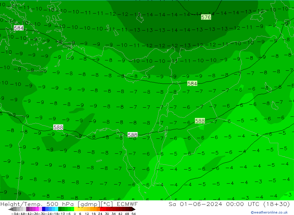 Z500/Rain (+SLP)/Z850 ECMWF sam 01.06.2024 00 UTC