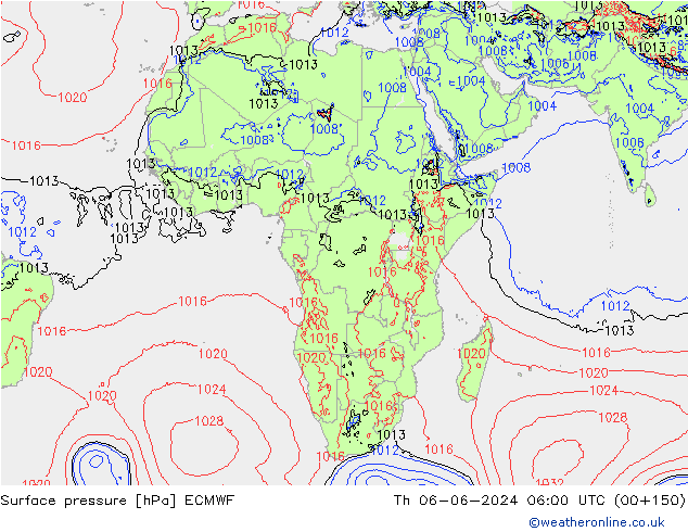 Bodendruck ECMWF Do 06.06.2024 06 UTC