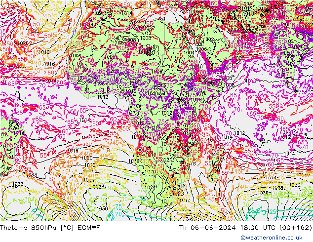 Theta-e 850hPa ECMWF Th 06.06.2024 18 UTC