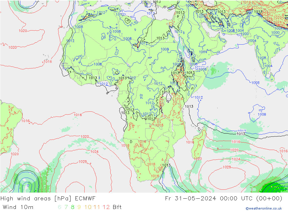 Windvelden ECMWF vr 31.05.2024 00 UTC