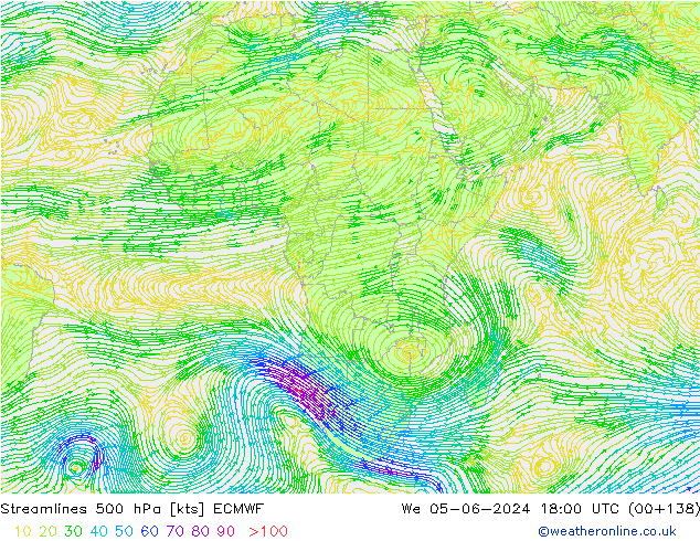 ветер 500 гПа ECMWF ср 05.06.2024 18 UTC